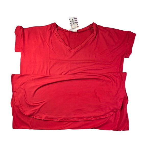 Zenana Maxi Dress Womens XL Red Brushed V-Neck Pockets Side Split Casual  New - Picture 9 of 11